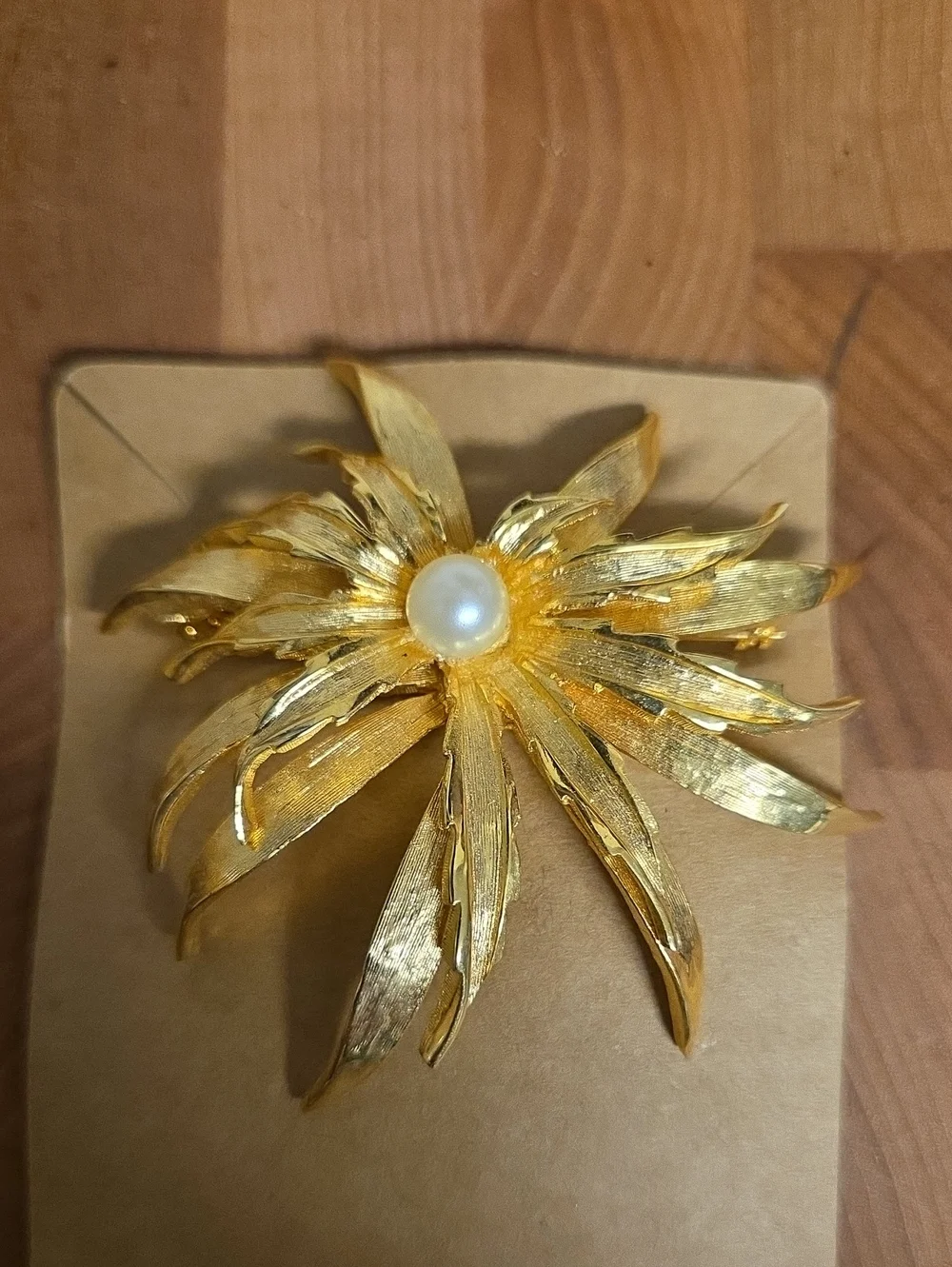 Gold-Tone Floral Pearl Center Brooch - Women's Jewelry